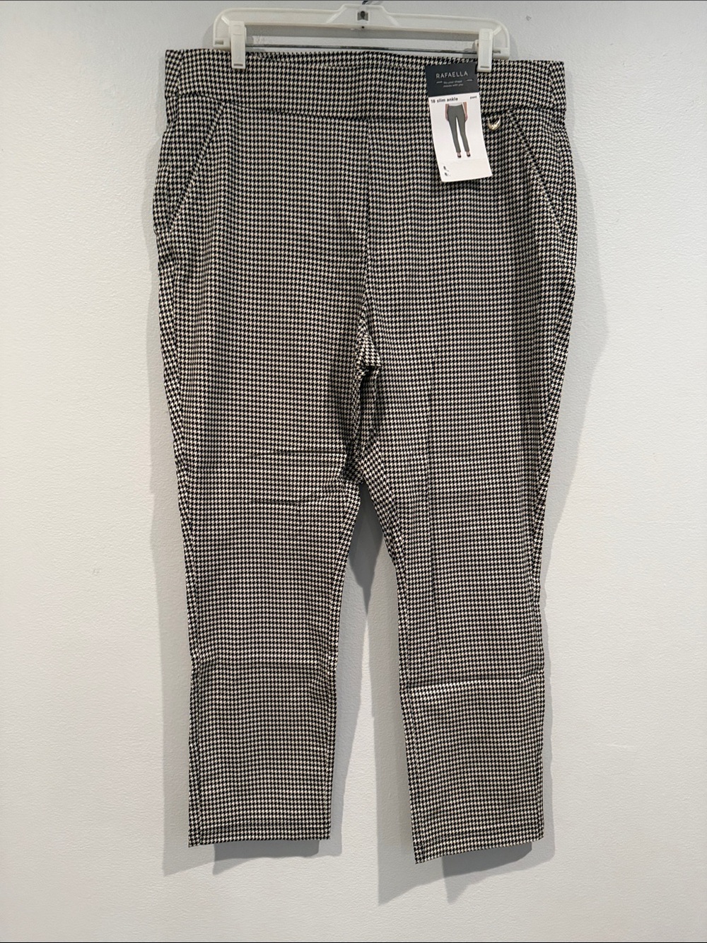 Rafaella Black & White Micro Houndstooth Chinos w/ Elastic Waist